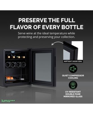 Shadow Series Wine Cooler Refrigerator 16 Bottle, Freestanding Mirrored Wine Fridge with Double-Layer Tempered Glass Door & Compressor Cooling for Reds, Whites, and Sparkling Wine, 39f-65f Digital Temperature Control