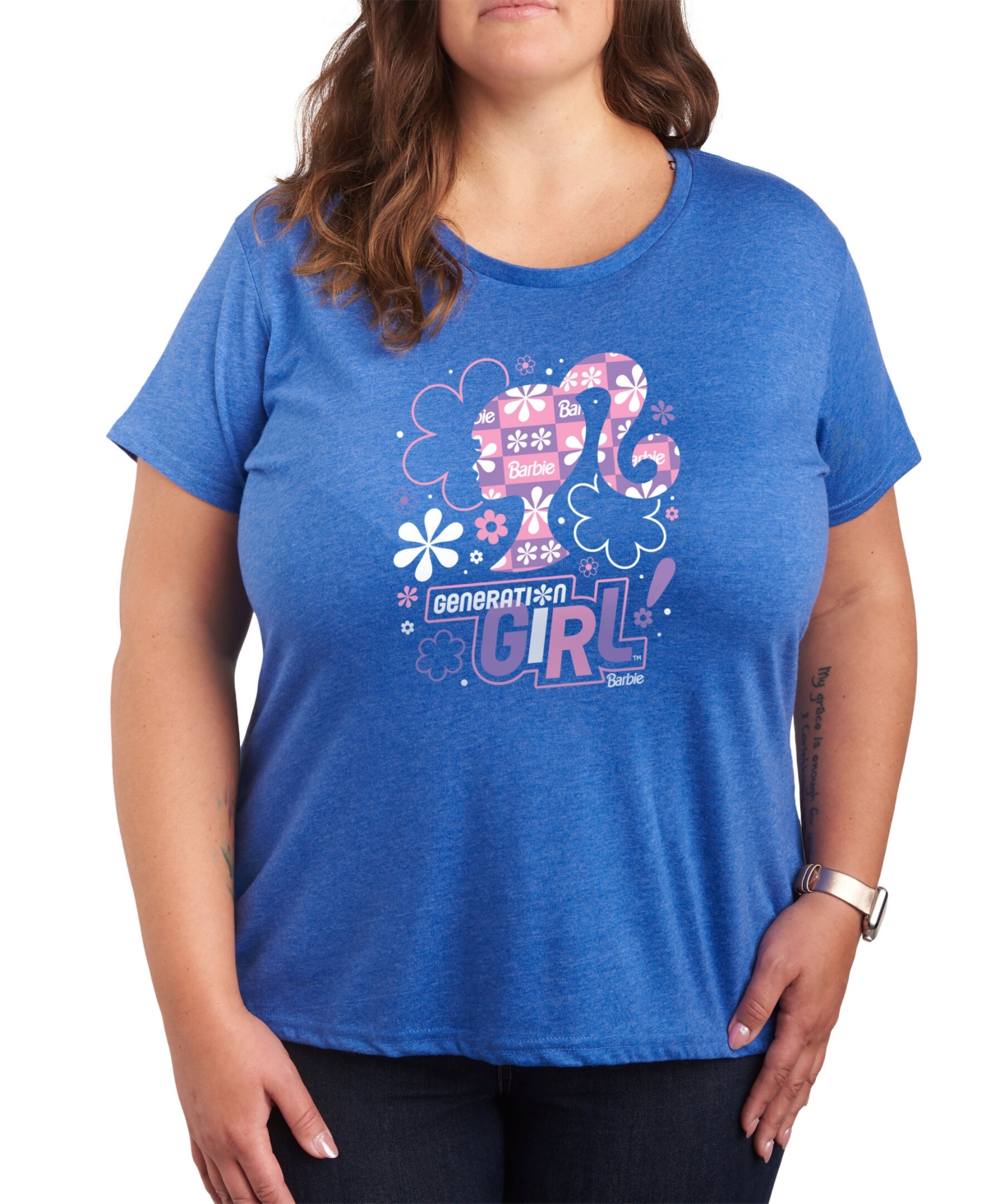 Air Waves Trendy Plus Size Barbie Generation Girl Graphic T-shirt In Blue