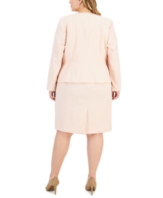 Plus Size Cardigan Jacket & Sheath 2 Piece Dress Suit