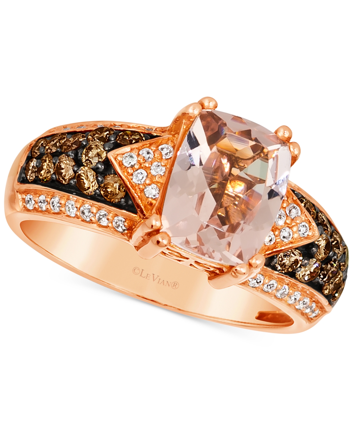 Le Vian Chocolatier Peach Morganite (1-1/2 Ct. T.w.) & Diamond (5/8 Ct. T.w.) Ring In 14k Rose Gold In K Strawberry Gold Ring