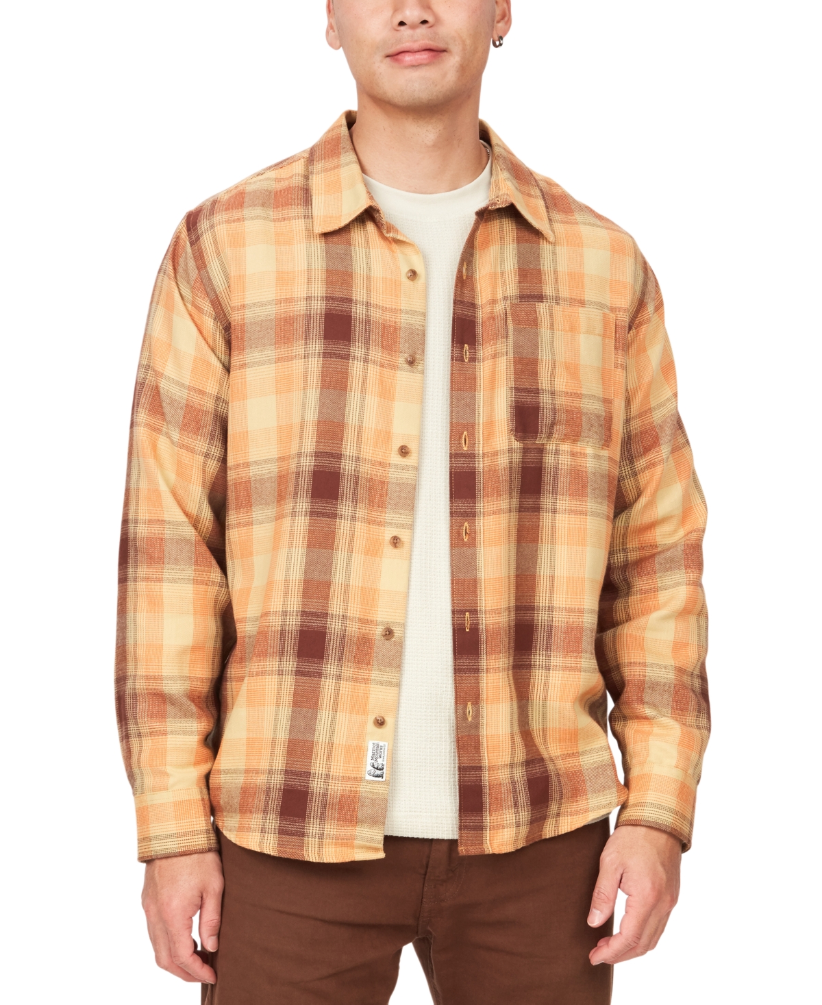 Men's Fairfax Classic-Fit Plaid Button-Down Flannel Shirt - Tangelo