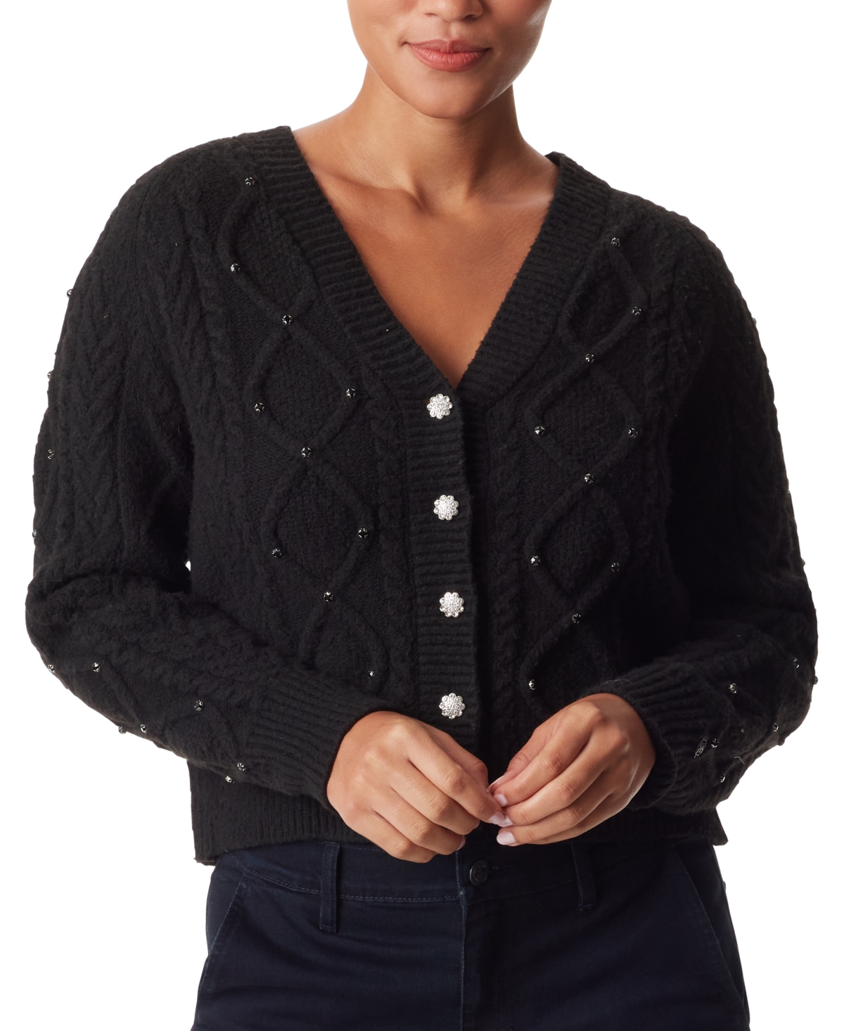 Sam Edelman Women's Danica Reversible Rhinestone Sweater In Black