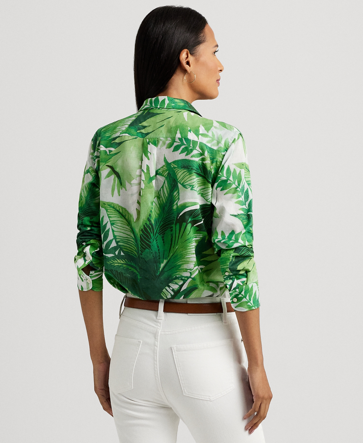 Lauren Ralph Lauren Women's Palm Frond-Print Cotton Voile Shirt