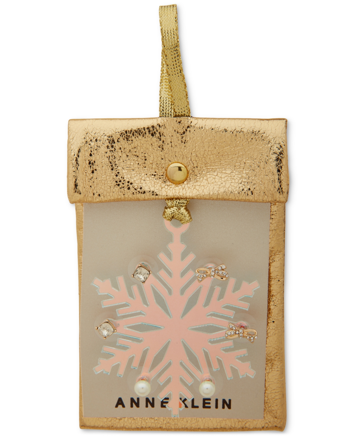 Anne Klein Snowflake Ornament & Gold-tone 3-pc. Earrings Set In Multi