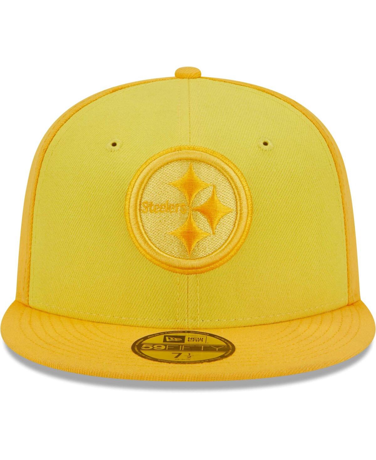 Shop New Era Men's  Gold Pittsburgh Steelers Tri-tone 59fifty Fitted Hat