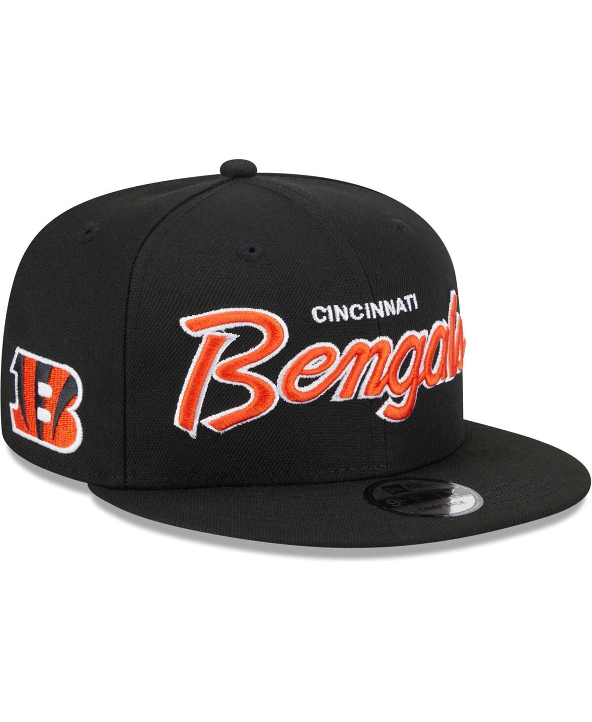 Мужская черная бейсболка Cincinnati Bengals Main Script 9FIFTY Snapback
