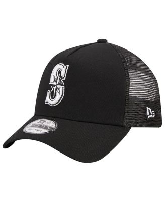 Men's Black Seattle Mariners A-Frame 9FORTY Trucker Adjustable Hat