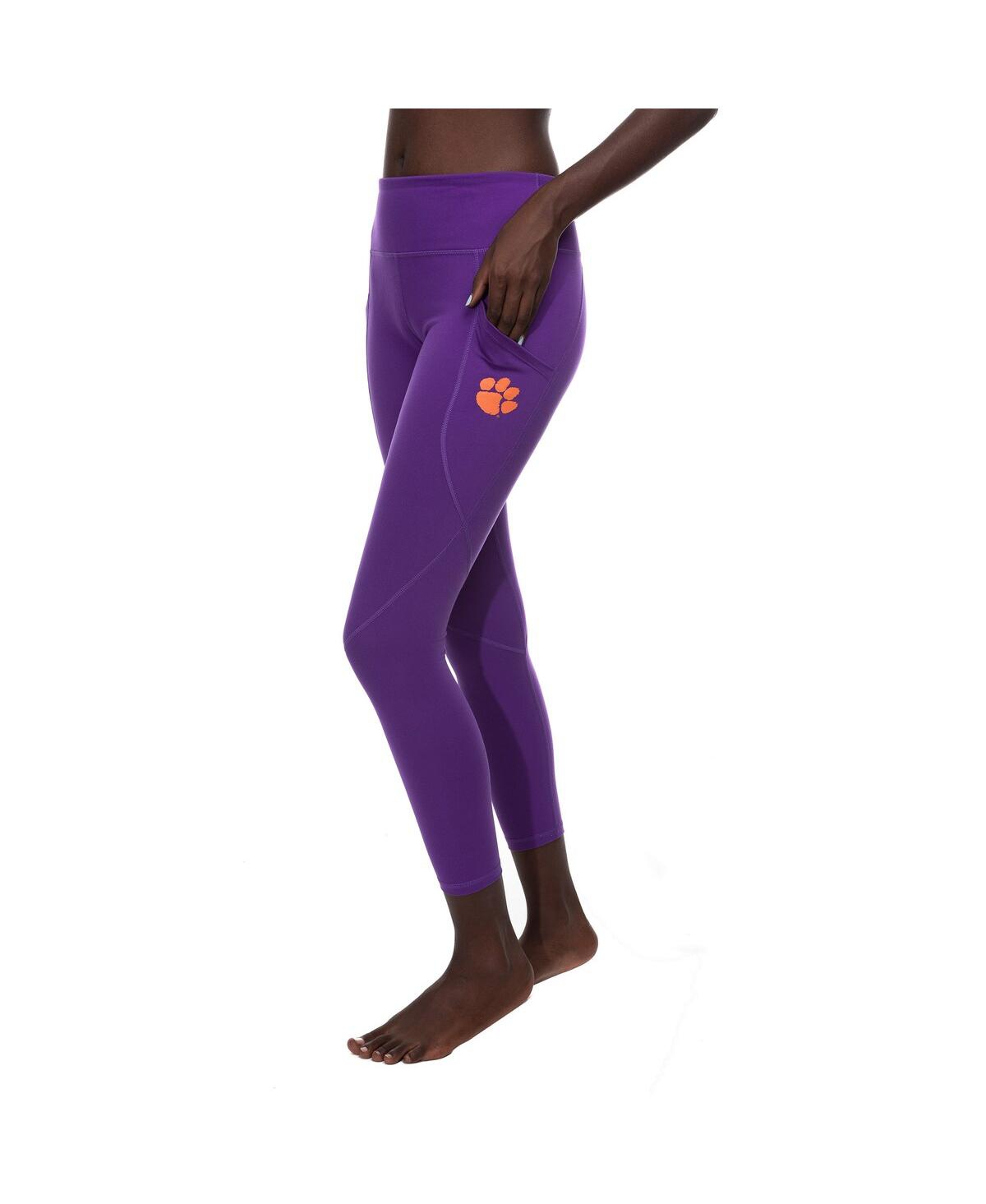 Shop Zoozatz Women's  Purple Clemson Tigers Pocketed Leggings