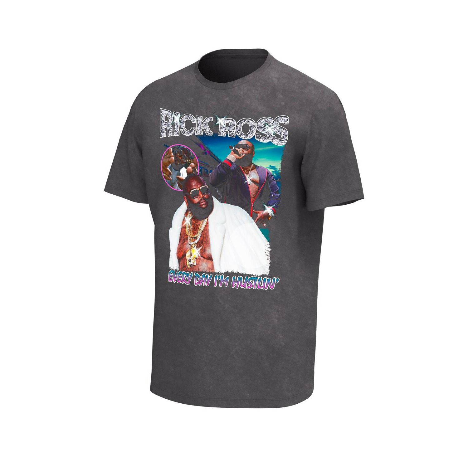 Men's Charcoal Rick Ross Collage Washed Graphic T-shirt
