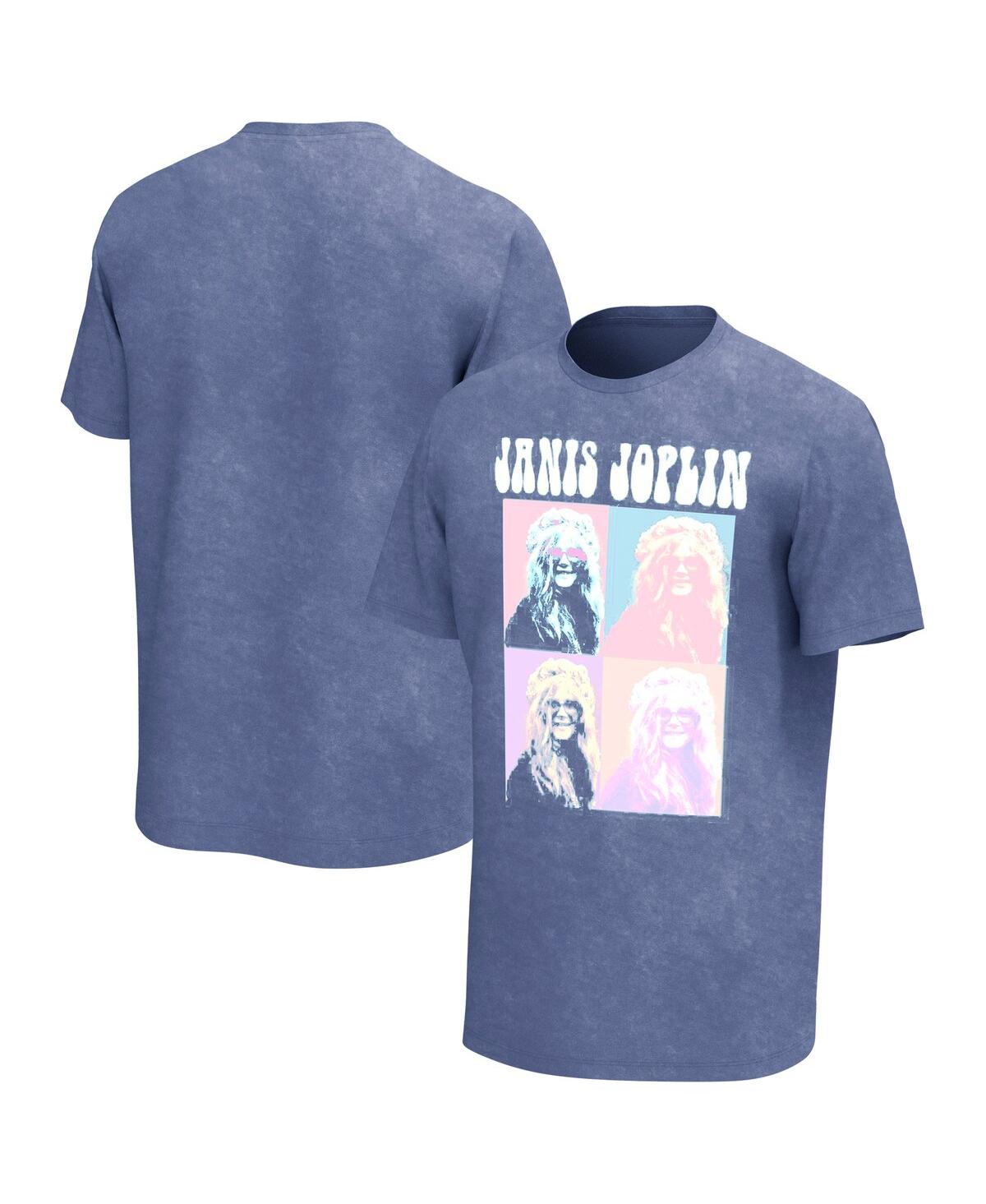 Men's Blue Janis Joplin Squares Washed Graphic T-shirt - Blue