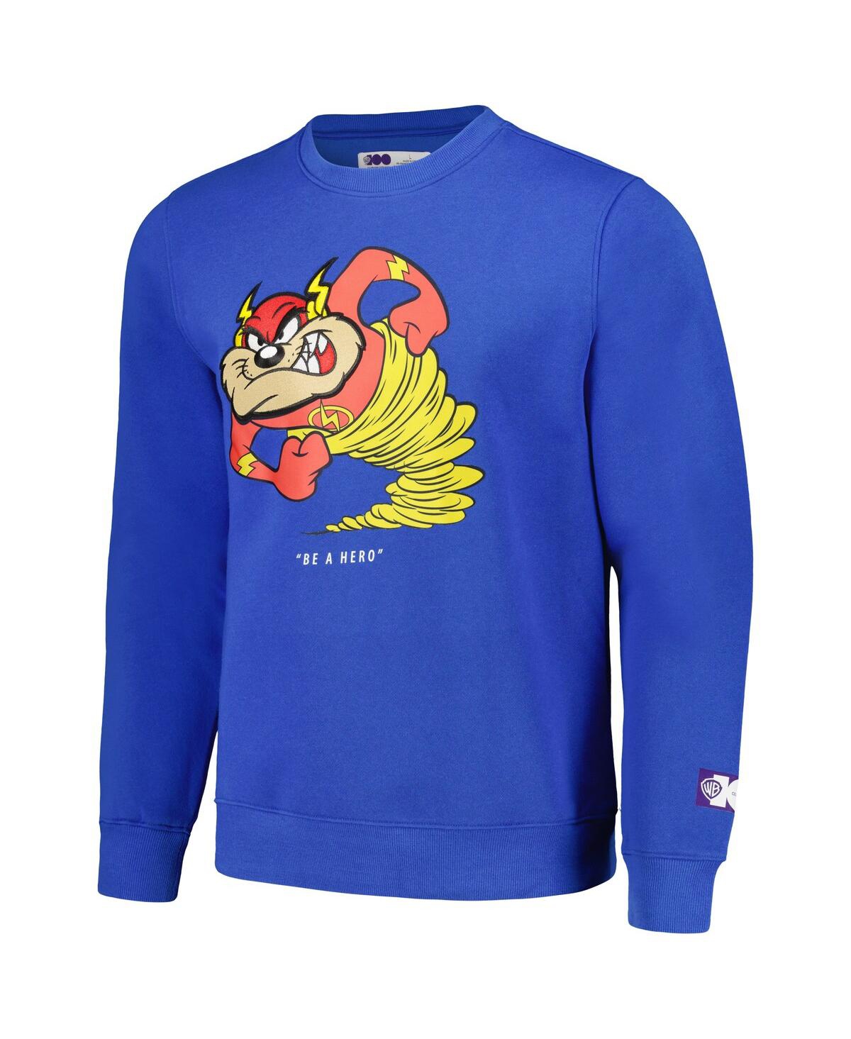 Shop Freeze Max Men's  Blue Looney Tunes Taz Be A Hero 100th Anniversary Pullover Sweatshirt