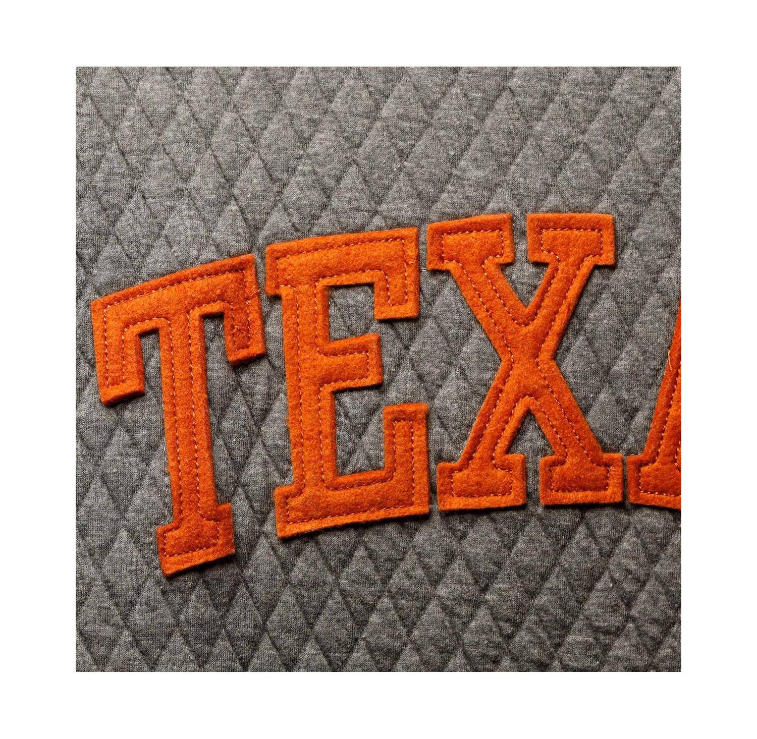 Women's Heather Charcoal Texas Longhorns Moose Quilted Pullover Sweatshirt