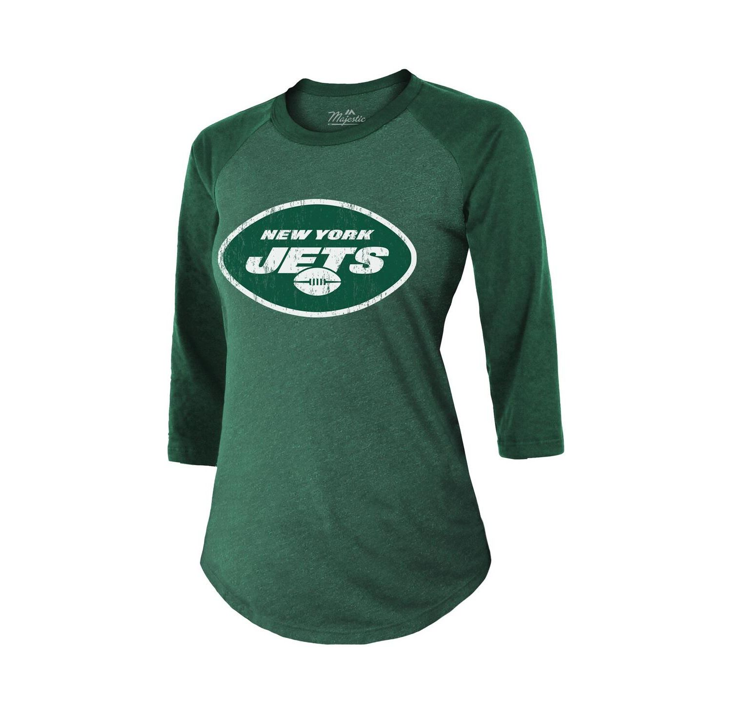 Women's Threads Ahmad Sauce Gardner Green New York Jets Player Name and Number Tri-Blend Raglan 3/4-Sleeve T-shirt