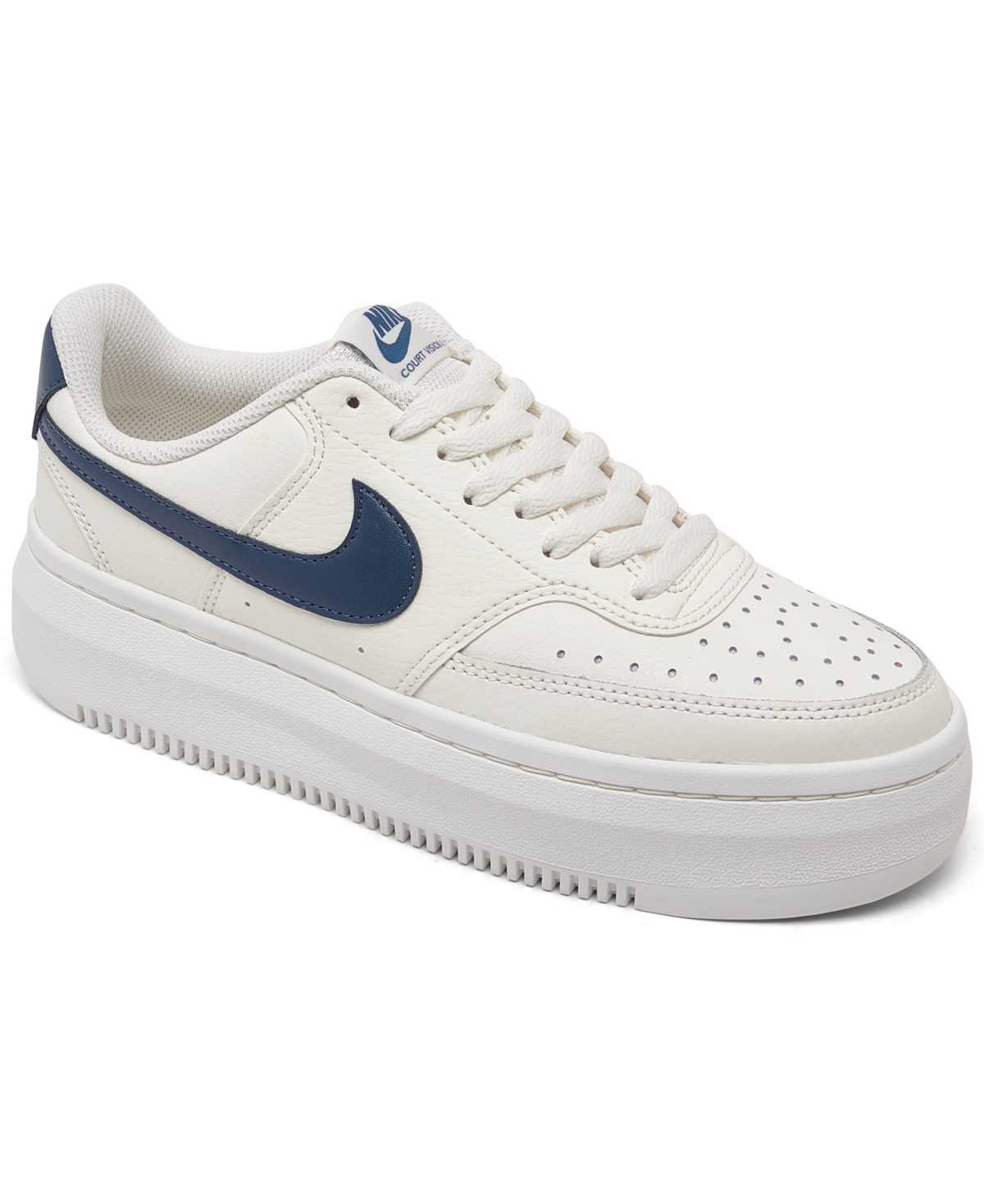 Nike Women's Court Vision Alta Leather Platform Casual Sneakers From Finish Line In Sail,diffused Blue