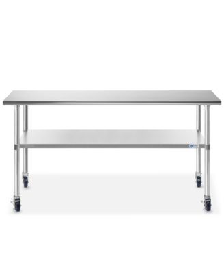 60 x 30 Inch Stainless Steel Table w/ 4 Casters, NSF Commercial Kitchen Work & Prep Table