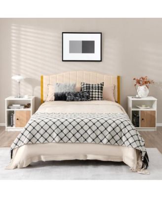 2 Pieces 25 Inch Tall Nightstands with Door and 2 Open Shelves-White