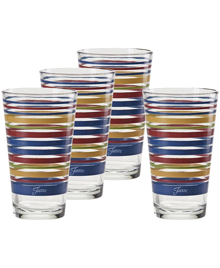 Fiesta Bright Stripes 16Ounce Tapered Cooler Glass, Set of 4 Macy's