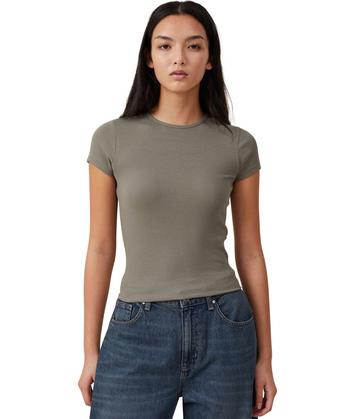 Cotton On Women's The One Rib Crew Short Sleeve T-shirt In Woodland
