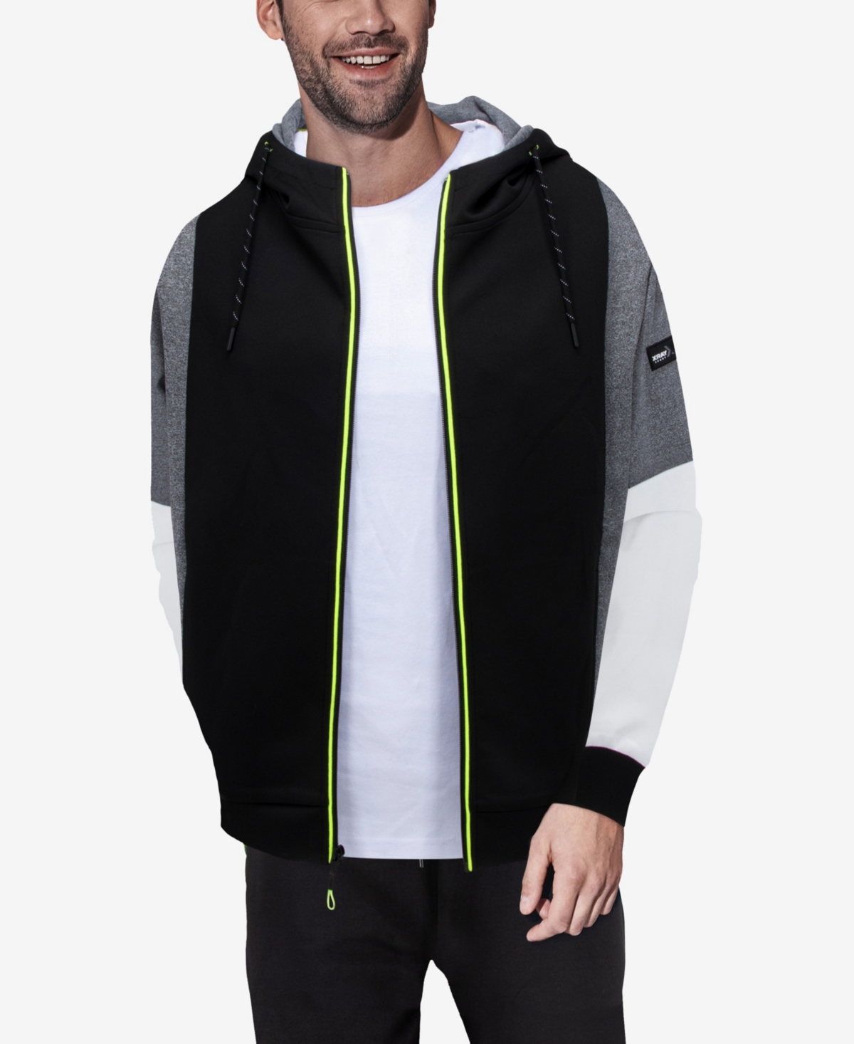 Xray Men's Sport Zip-Up Hoodie - Black, Neon