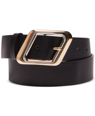 Steve Madden - Women's Two-Tone Slanted Buckle Belt