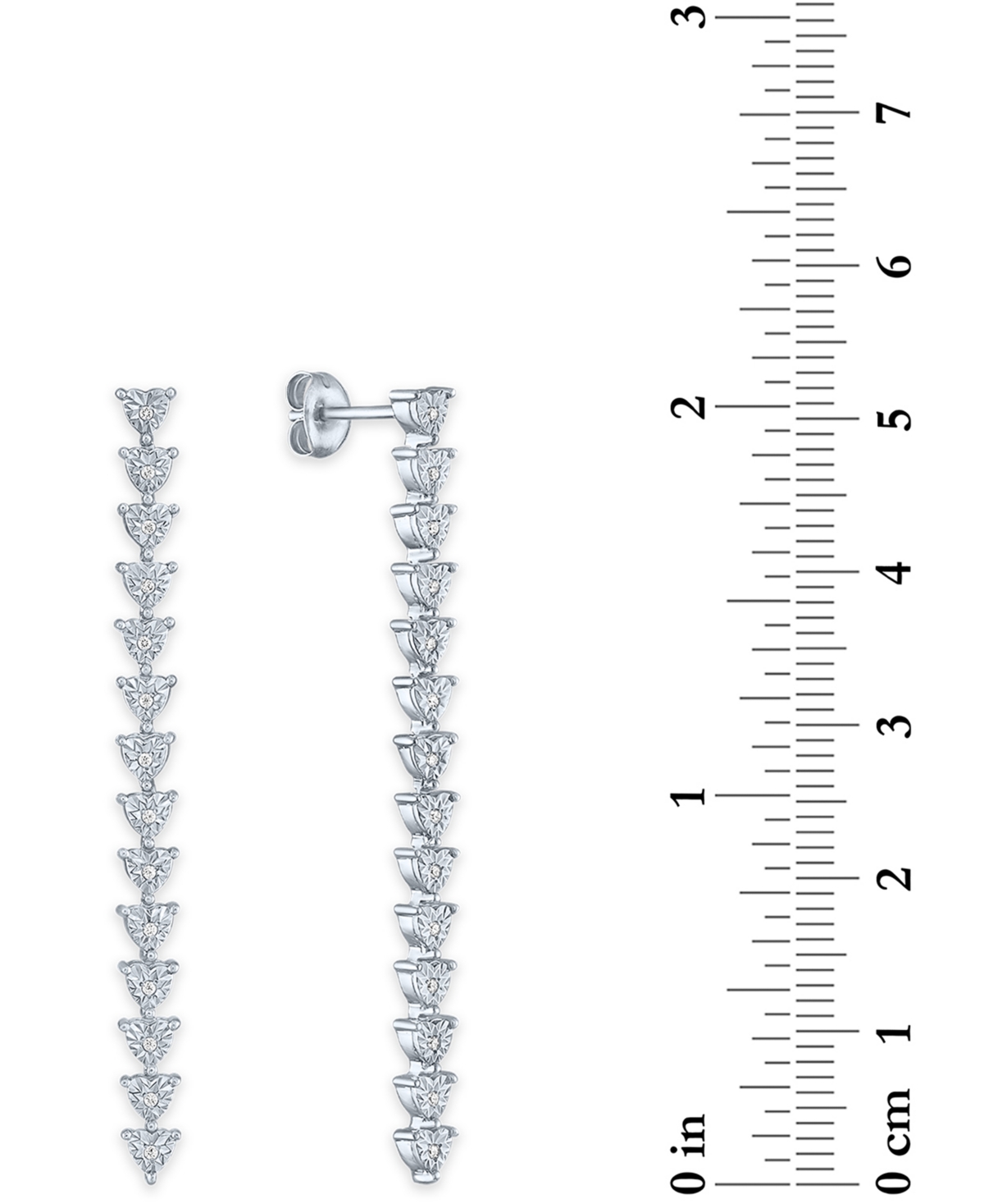 Macy's Diamond Linear Drop Earrings (1/10 Ct. T.w.) In Sterling Silver In Sterling Silver