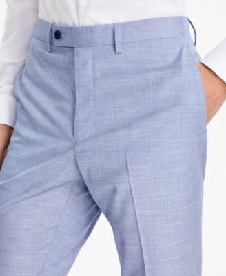 Men's Modern-Fit Bi-Stretch Light Blue Check Suit Separate Pants