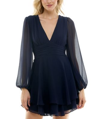 B Darlin Juniors' Flutter-Sleeve Layered Chiffon Mini Dress - Macy's