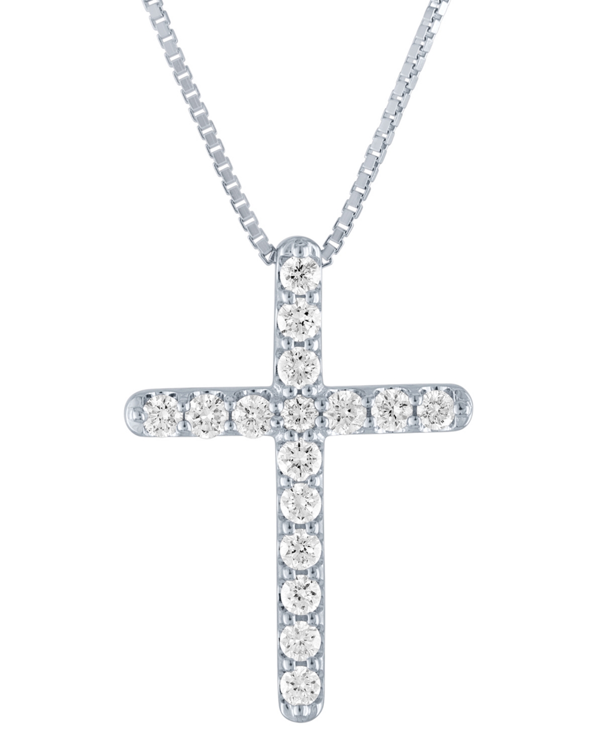 Forever Grown Diamonds Lab Grown Diamond Cross Pendant Necklace (1/2 Ct. T.w.) In Sterling Silver, 16" + 2" Extender
