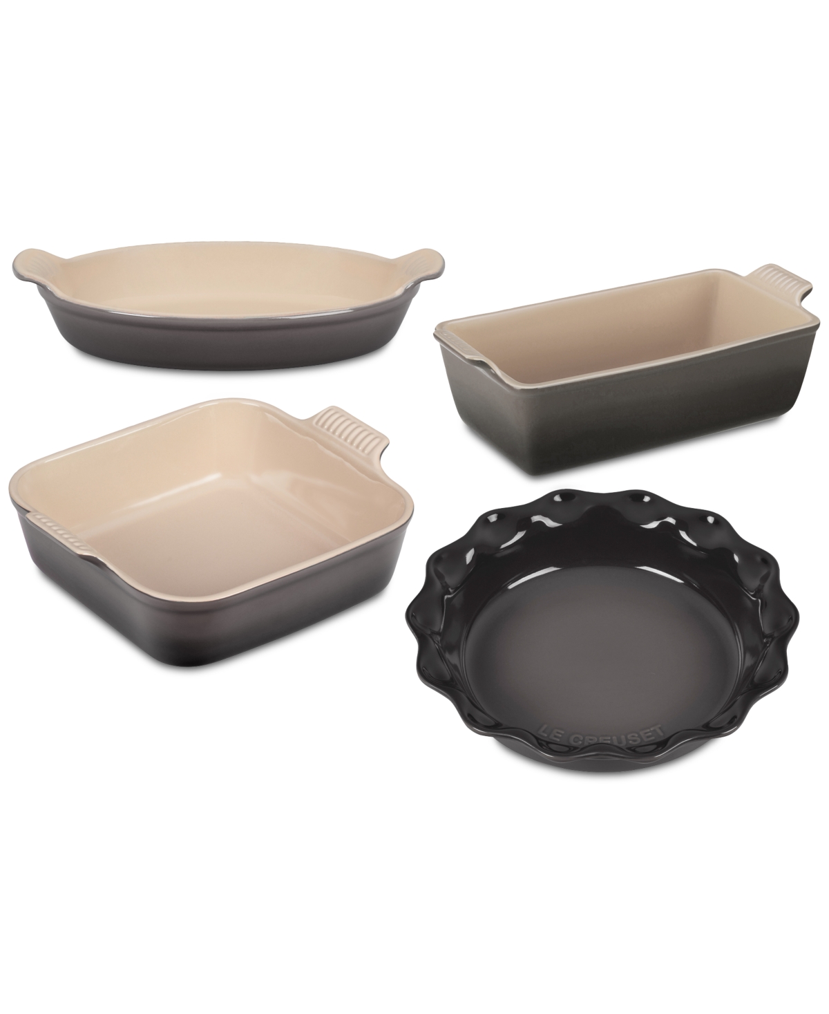 Shop Le Creuset Stoneware 4-pc. Heritage Bakeware Essentials Set In Oyster