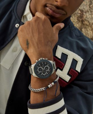 Men's Multifunction Silver-Tone Stainless Steel Watch 46mm