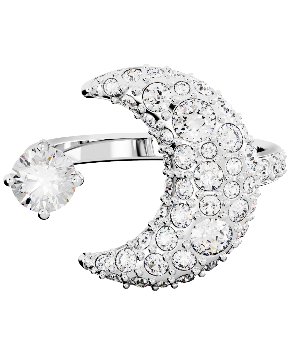 Shop Swarovski Silver-tone Luna Crystal Moon Open Ring