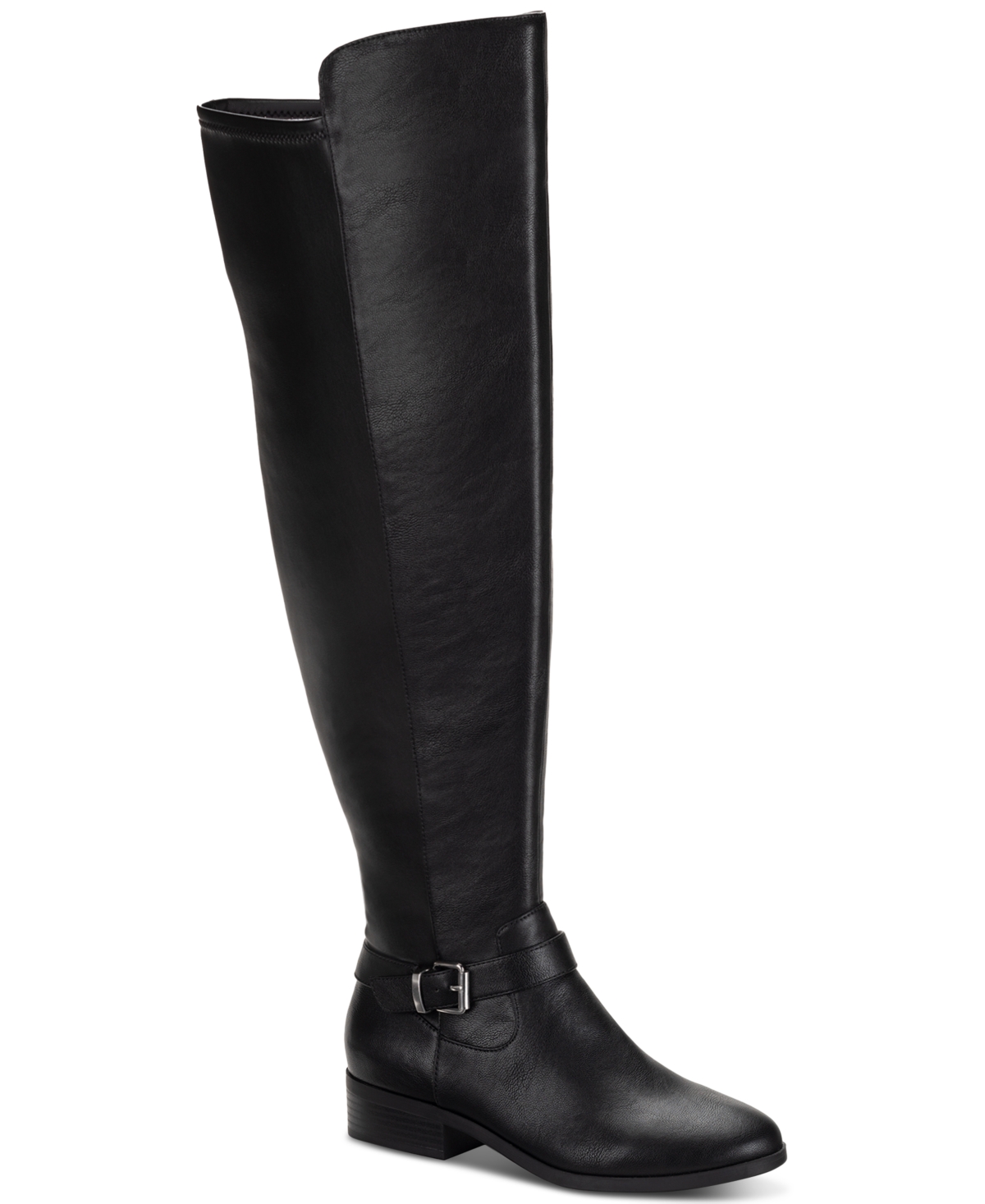 Style & Co Women's Charlaa Buckled Over-the-knee Boots, Created For Macy's In Black Smooth
