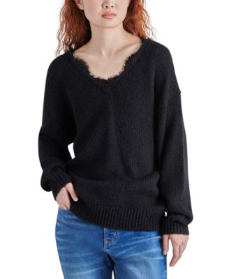 Steve Madden - Women's Masha Lace-Trim V-Neck Sweater