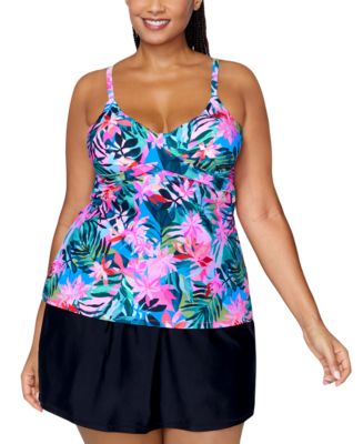 Raisins Curve Plus Size Aries Tankini Top & Matching Swim Skirt - Macy's