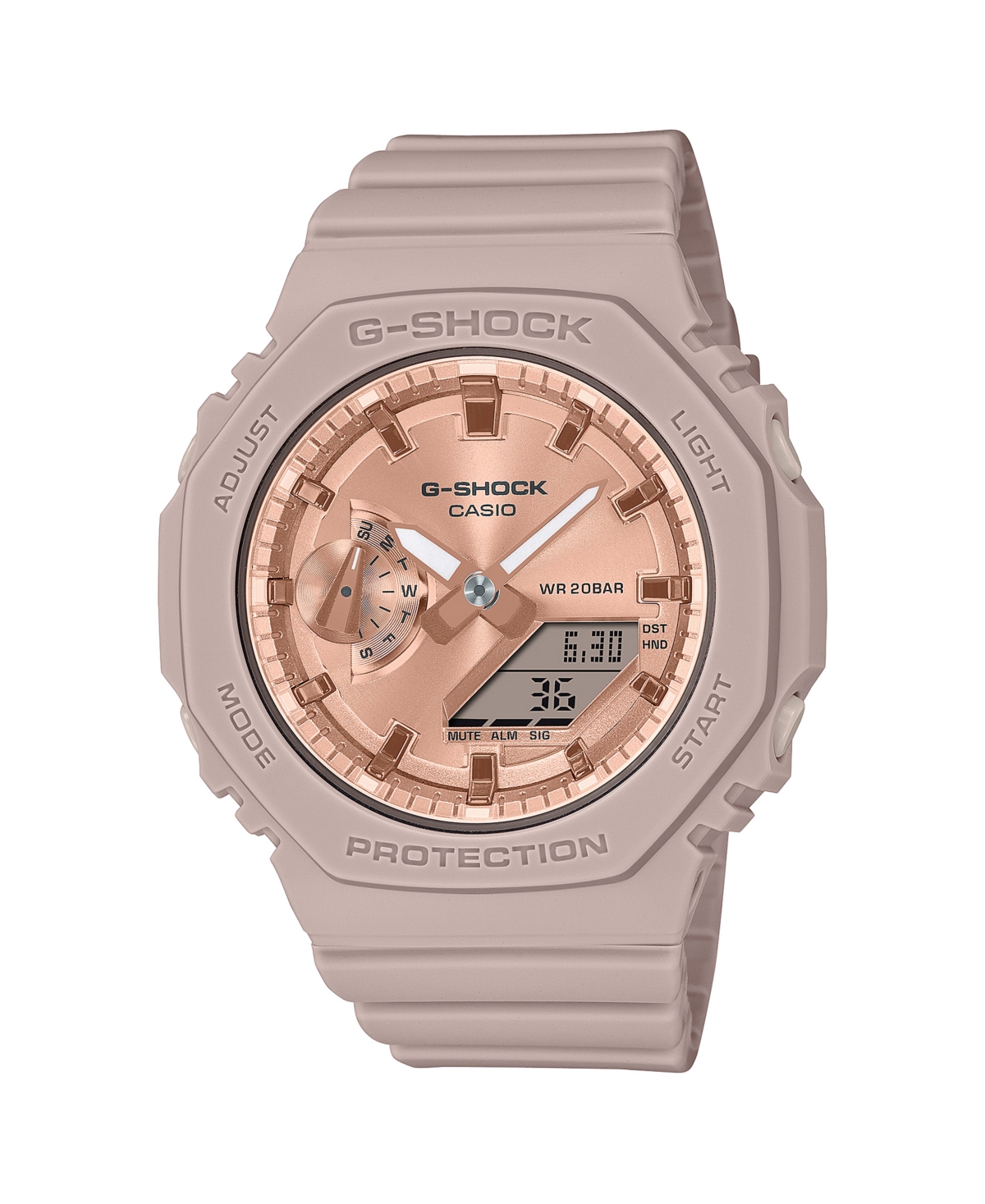 G-shock Unisex Two-hand Quartz Analog Digital Blush Resin Watch, 42.9mm, Gmas2100md4a