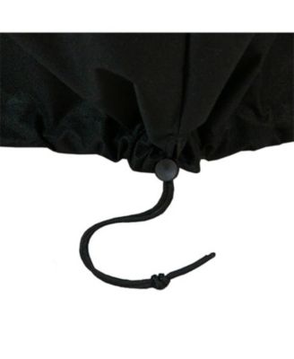 Outdoor Heavy-Duty Weather-Resistant Vinyl PVC Round Fire Pit Cover with Drawstring Closure - Black