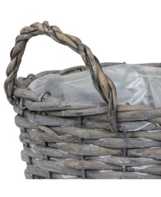 5-Piece Wicker Planter Basket Set with Handles - Plastic Lined Containers - For Indoor Use Only - Willow Wicker Construction with Steel Wire Frame - 8-Inch Diameter