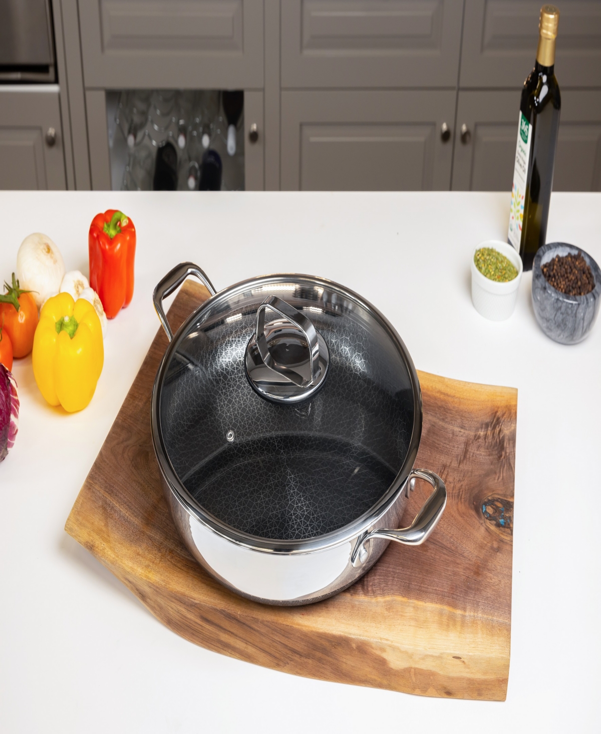Livwell Diamondclad Stainless Steel Aluminum Core 14" Hybrid Everything Pan In Silver,black