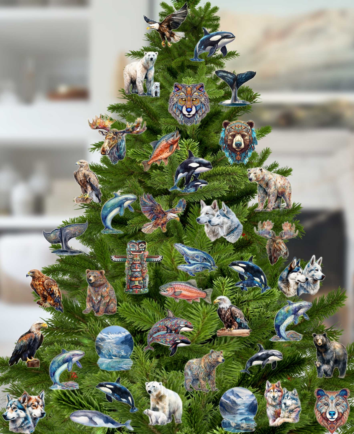 Designocracy Holiday Wooden Clip-on Ornaments Majestic Orcas Set Of 6 G. Debrekht In Multi Color