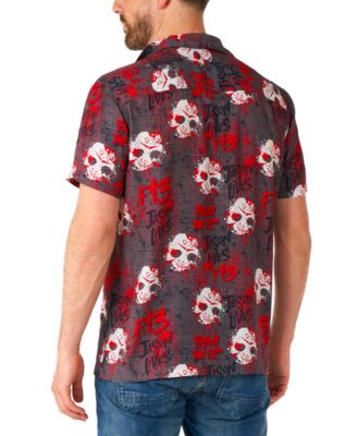 Men's Official Friday the 13th Hawaii Shirt - Halloween Themed Party Shirt - Short Sleeve - Black