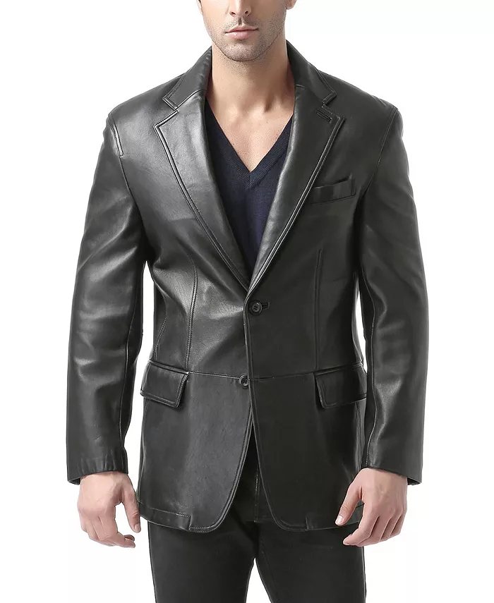 Men's Two-Button Leather Blazer - thumbnail 3