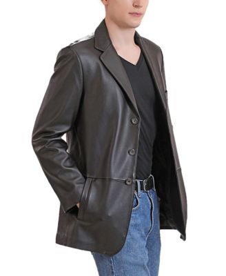 Men's Men Leroy Three Button Lambskin Leather Blazer