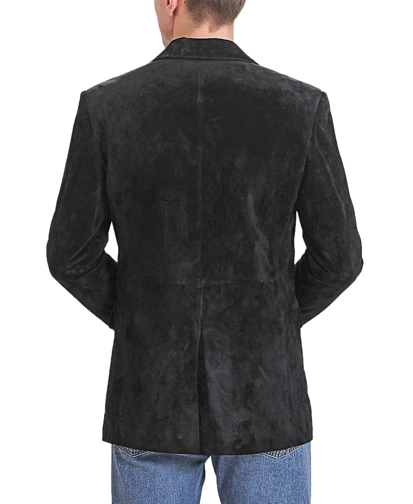Мужской пиджак BGSD Men Cliff Classic Two-Button Suede Leather Blazer, цвет: Чёрный — фото 3