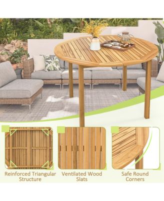 Patio Dining Table Acacia Wood Round Outdoor Bistro Table 4-Person