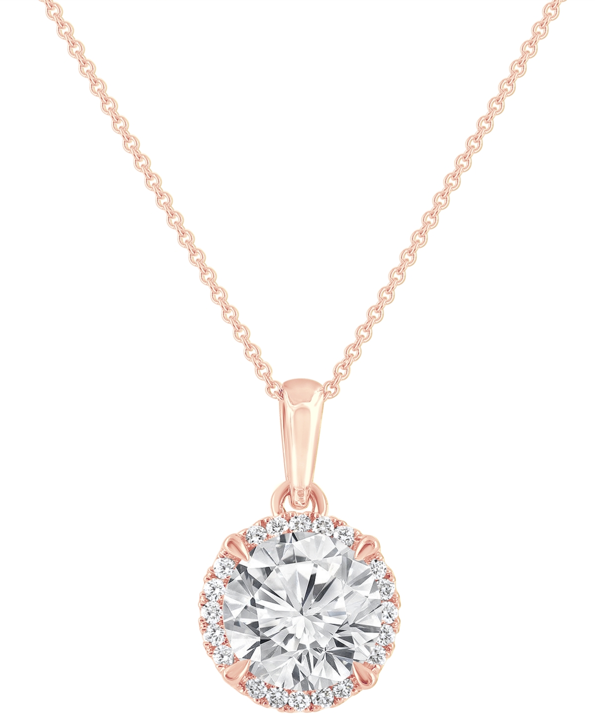 Badgley Mischka Certified Lab Grown Diamond Halo 18" Pendant Necklace (2 Ct. T.w.) In 14k Gold In Rose Gold
