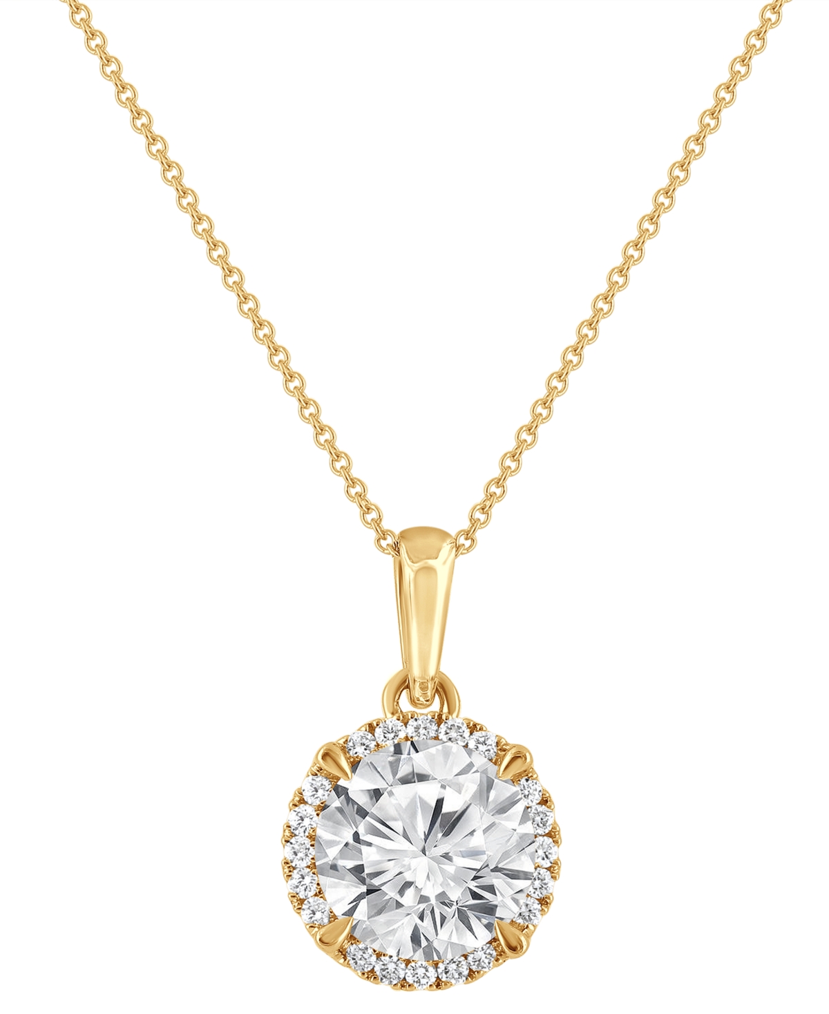 Certified Lab Grown Diamond Halo 18" Pendant Necklace (2 ct. t.w.) in 14k Gold - Rose Gold
