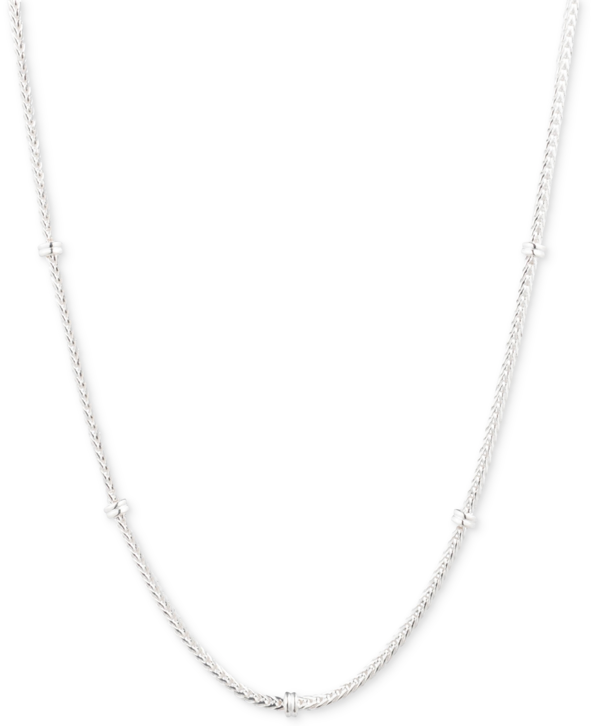 Lauren Ralph Lauren Herringbone Link Rondelle 17" Chain Necklace in Sterling Silver - Sterling Silver