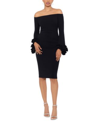 XSCAPE - Women's Off-The-Shoulder Ruffle-Cuff Dress
