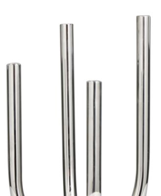 The Novogratz Silver Stainless Steel Metal Abstract U-Shaped Candelabra, 8" x 8" x 15"
