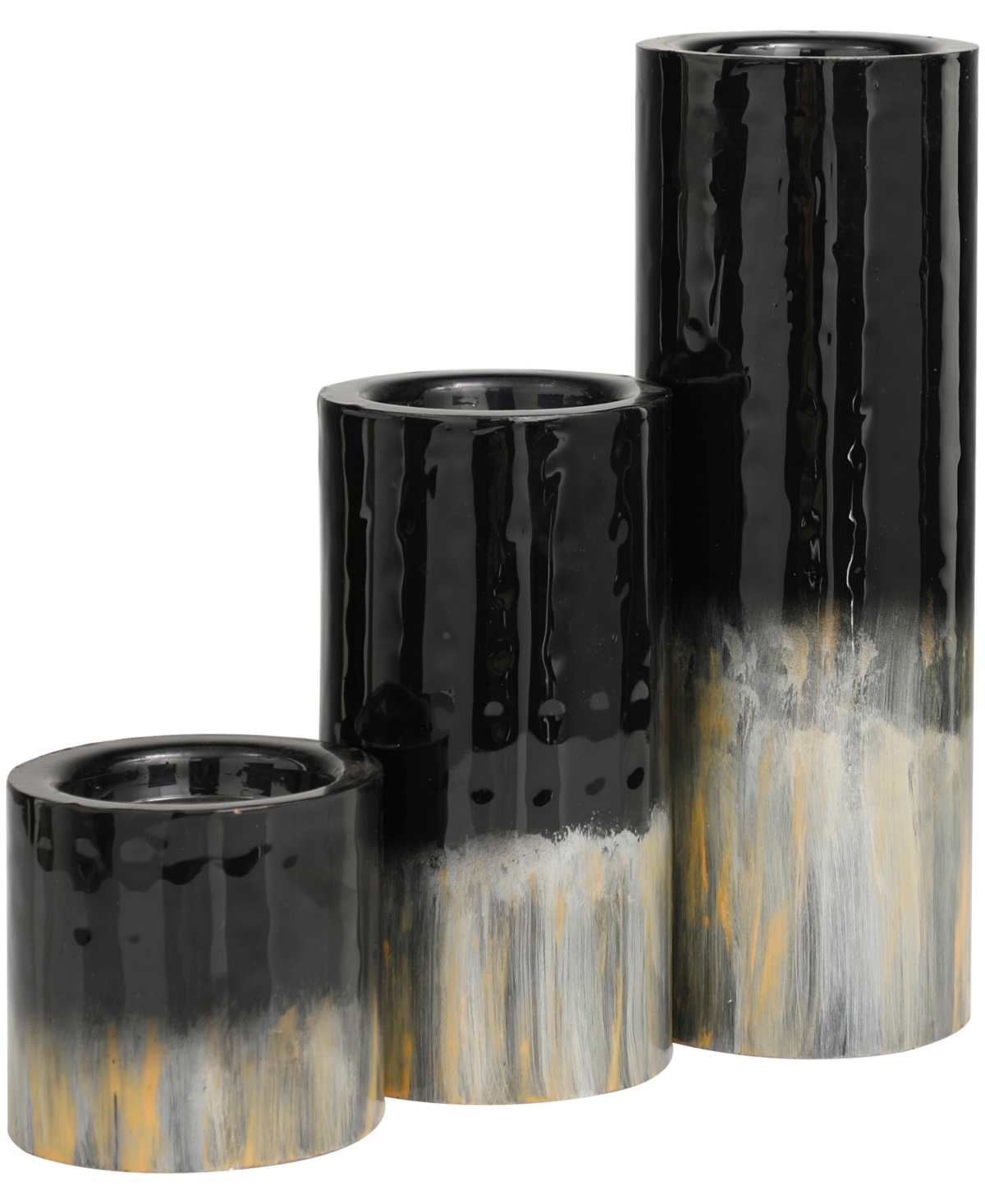 Metal Colorblock Candle Holder with Gold-Tone and Silver-Tone Streaks 11